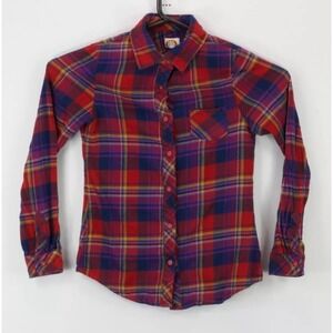 Love Rocks Woman's Button Up LS‎ Collared Shirt Medium Multicolor Plaid